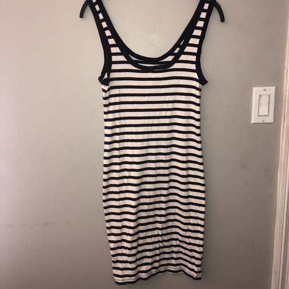 H&M Navy Blue White Stripe Bodycon Dress - Picture 2 of 3